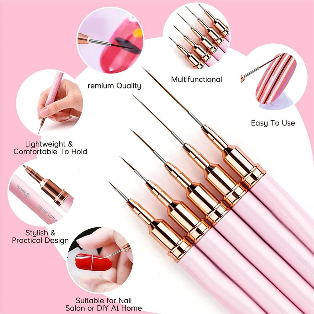 Nail Art Brush Set - Set di 5 Pennelli Professionali per