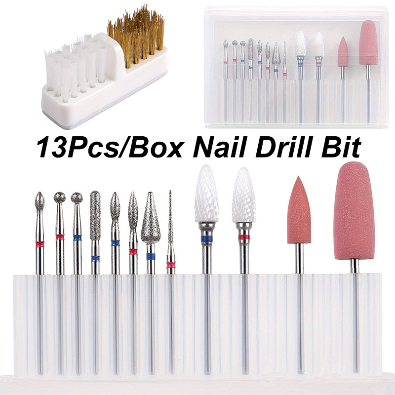 Nail Art Brush Set - Set di 13 Punte per Trapano