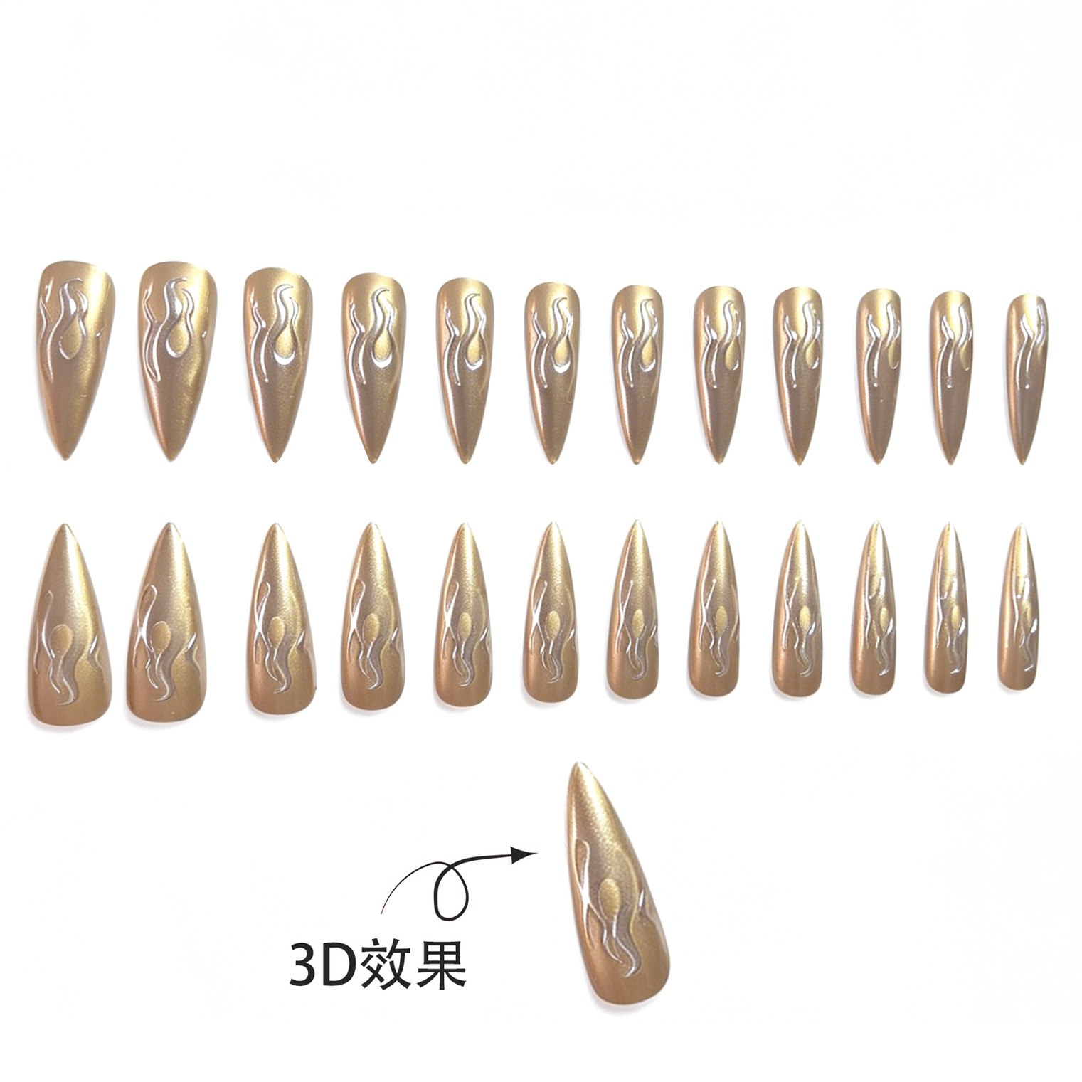 24 Pezzi Unghie Finte 3D Croma - Nail Art Gold recensione e prezzo