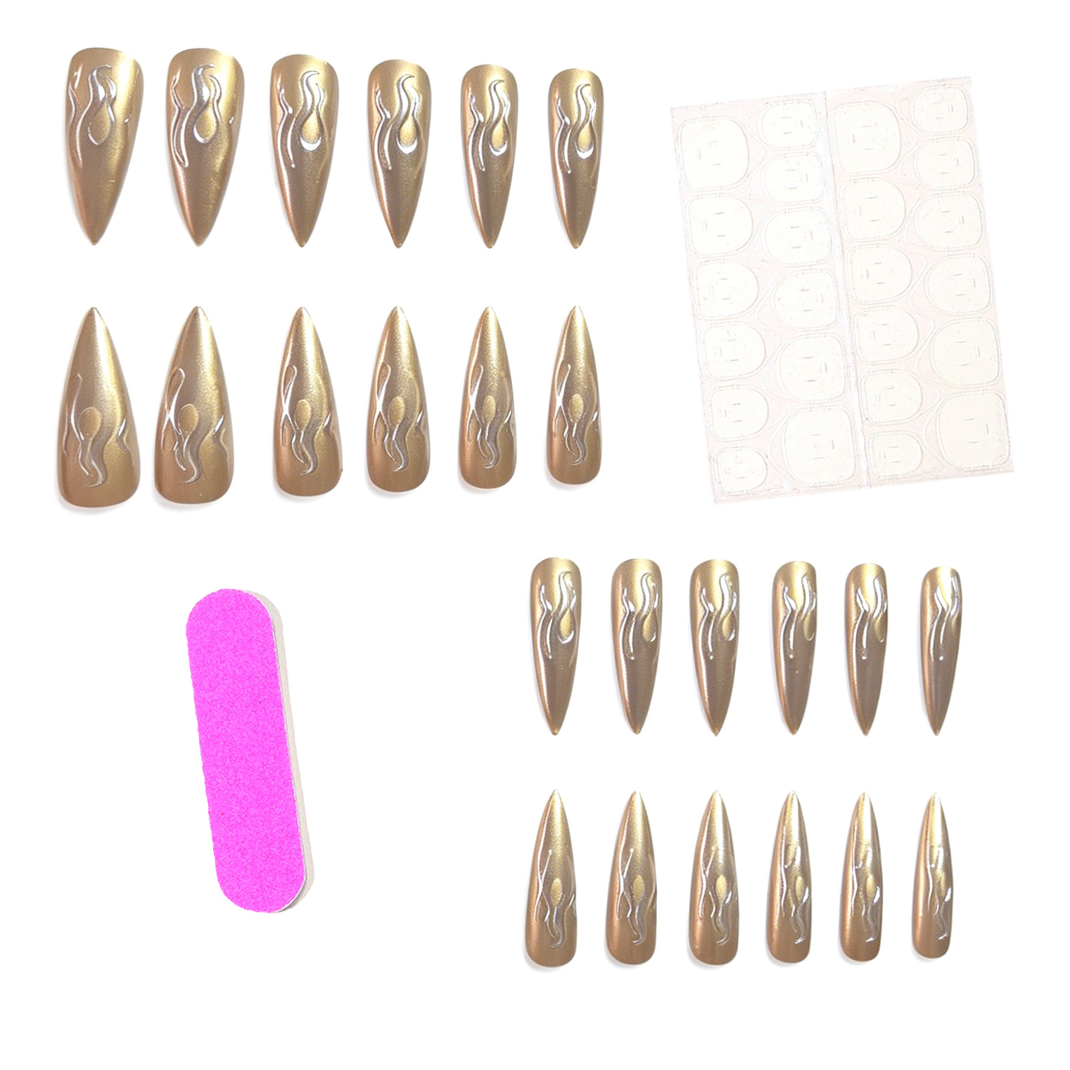 24 Pezzi Unghie Finte 3D Croma - Nail Art Gold recensione e prezzo